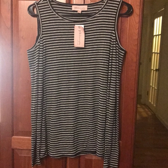 Philosophy black and grey cold shoulder sweater M - Picture 4 of 6